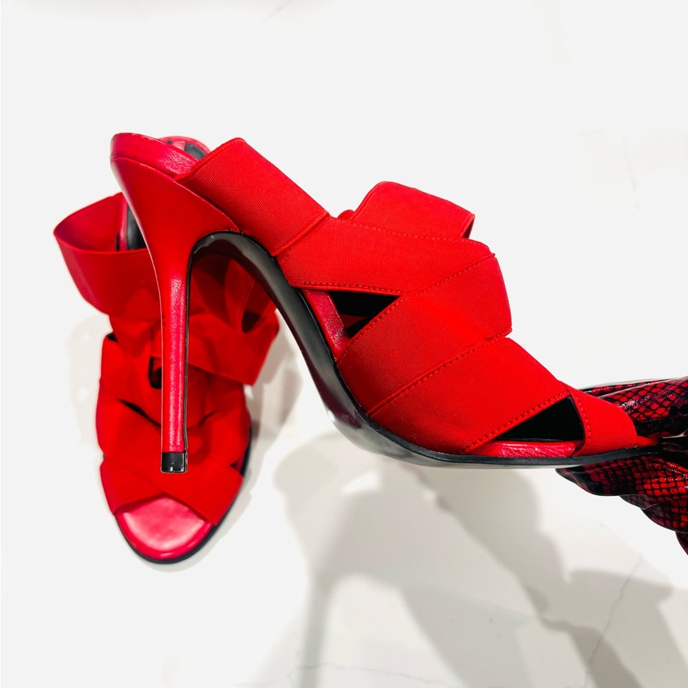 Zara Red Strappy Stiletto Slide Heels